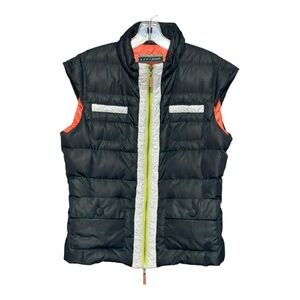 Eva & Claudi Quilted Down Filled Feather Puffer Vest Large Black Zip Up Large